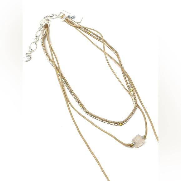 New Free People x Nakamol Bohemian Layered Beaded Stone Necklace - Picture 3 of 6